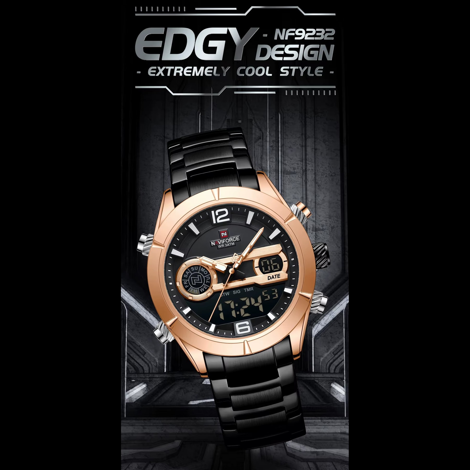 ساعت مچی عقربه‌ای کوارتز مردانه نیوی فورس مدل 9232RGBB