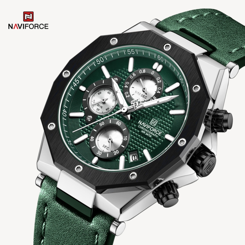 ساعت مچی عقربه‌ای مردانه نیوی فورس مدل کرنوگراف تقویمدار کد NF8028-S.GN