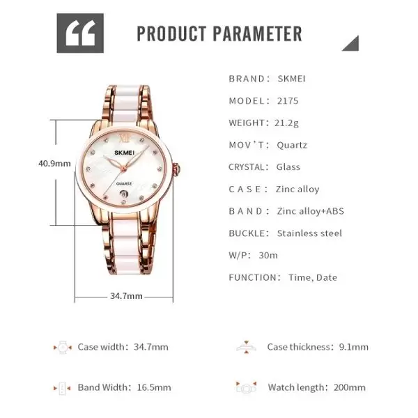 ساعت مچی عقربه‌ای زنانه اسکمی مدل 2175RG